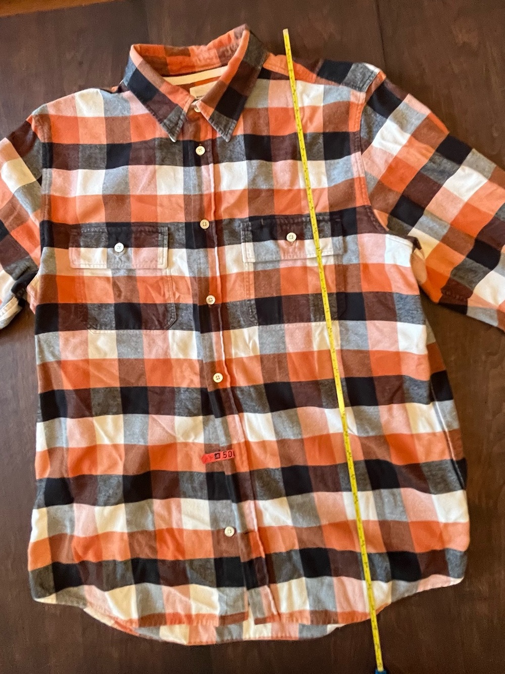Norse Projects Kids Orange Black White Plaid Button-Down Shirt